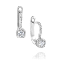 עגילי יהלום מעבדה תלויים זהב לבן