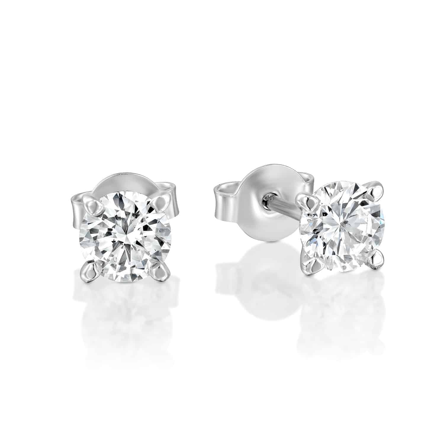 עגילי יהלום מעבדה 1.50 קראט סטאד צמודים לאוזן זהב לבן