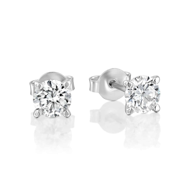 עגילי יהלום מעבדה 1.50 קראט סטאד צמודים לאוזן זהב לבן