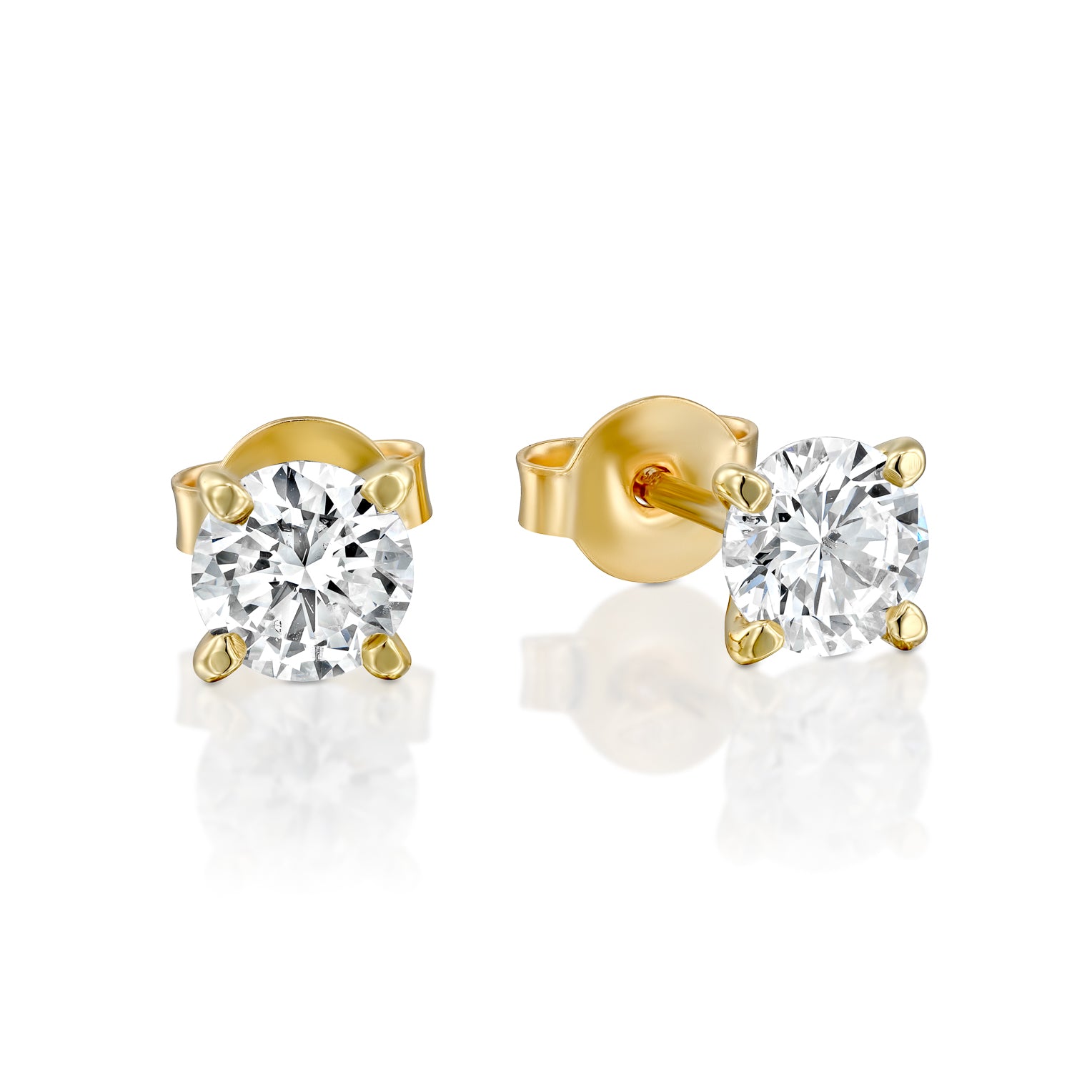 עגילי מרטיני סטאד משובצים יהלומי מעבדה בזהב צהוב