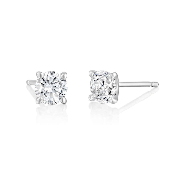 עגילי יהלום מעבדה 1.50 קראט סטאד צמודים לאוזן זהב לבן