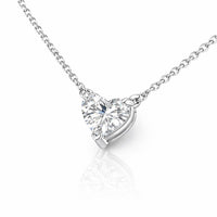 שרשרת לב יהלום מעבדה מרחף מזהב לבן