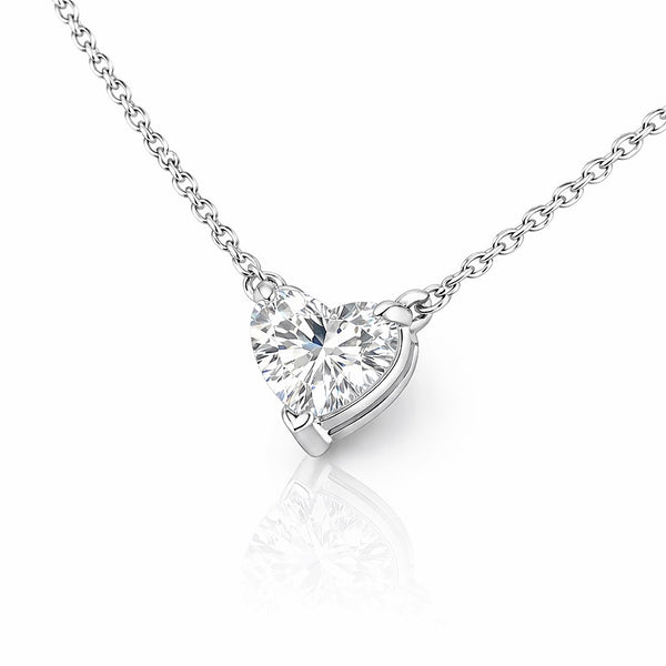 שרשרת לב יהלום מעבדה מרחף מזהב לבן