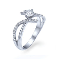 טבעת מייגן טוויסט זהב לבן יוקרתית עם יהלום מעבדה מבריק וזרועות משובצות