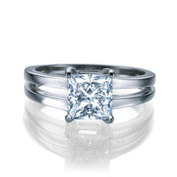 קרולינה טבעת יהלום מעבדה פרינסס מרובע זהב לבן בעיצוב מודרני מרשים