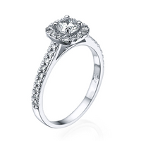 טבעת יהלום מעבדה אלה דגם היילו מזהב לבן