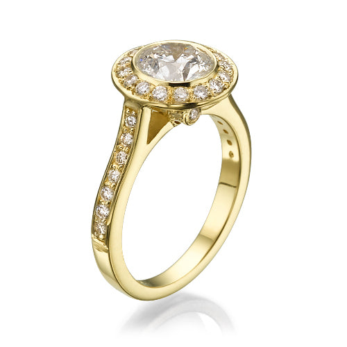 טבעת אירוסין ג'ולייטה היילו זהב צהוב