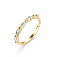 טבעת זהב צהוב שורת מרקיזות עם יהלומי מעבדה