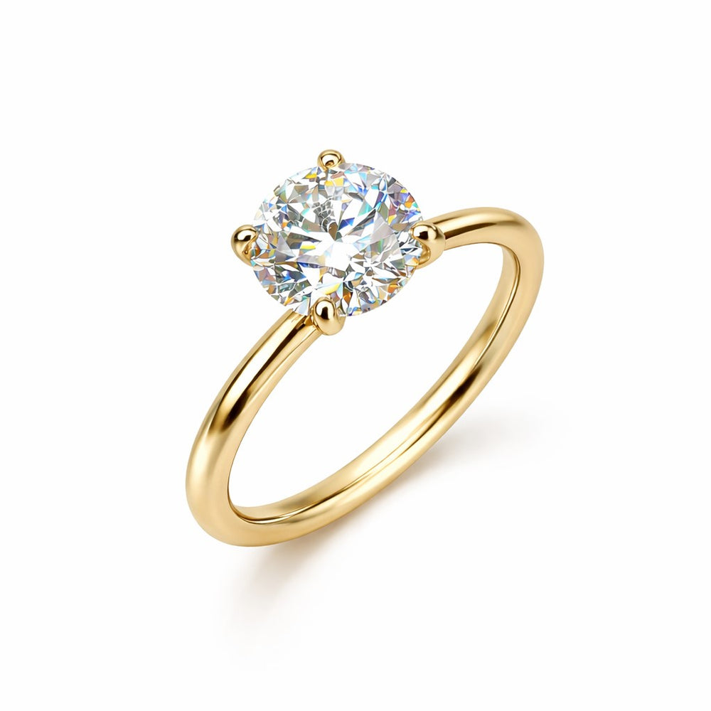מריה טבעת אירוסין זהב צהוב עם יהלום מעבדה עגול