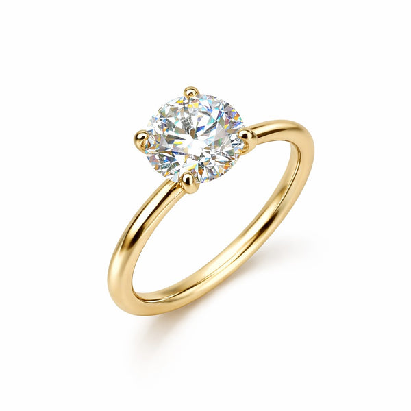 מריה טבעת אירוסין זהב צהוב עם יהלום מעבדה עגול