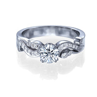 טבעת ג'ני וינטג זהב לבן עם יהלום מעבדה מרכזי ועיטורי יהלומים יוקרתיים