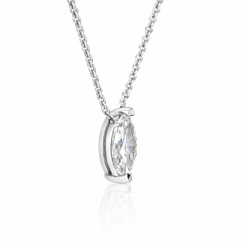 שרשרת יהלום מרחף מעבדה מרקיזה בזהב לבן