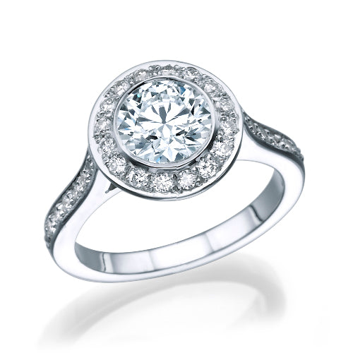 טבעת אירוסין ג'ולייטה היילו זהב לבן