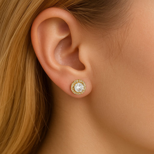 עגילים צמודים לאוזן מזהב צהוב בעיצוב היילו
