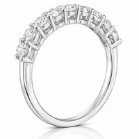 טבעת 9 אובלים מעבדה מזהב לבן בעיצוב שורה קלאסי