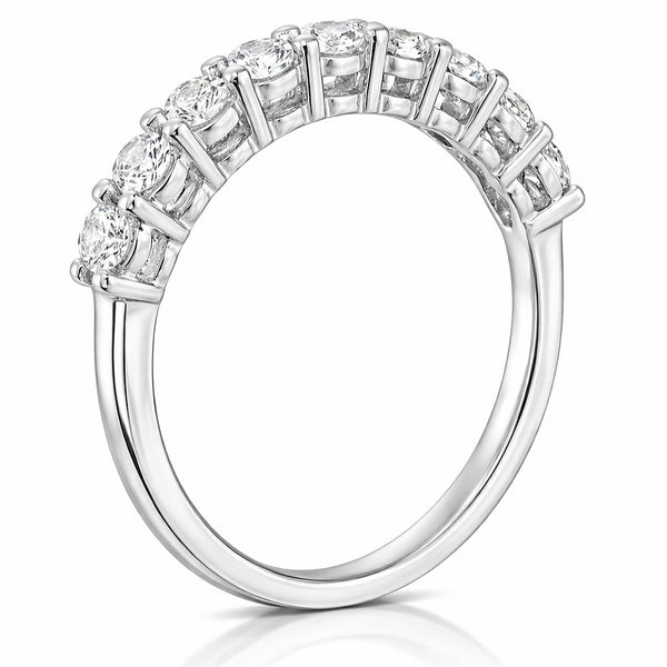 טבעת 9 אובלים מעבדה מזהב לבן בעיצוב שורה קלאסי