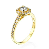 טבעת יהלומים אלה מזהב צהוב בעיצוב היילו