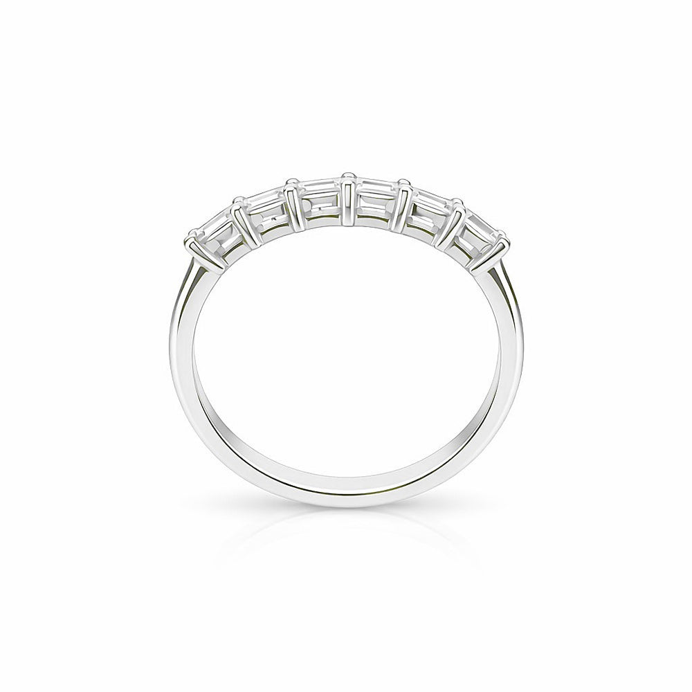 טבעת שורה יהלומי מעבדה חיתוך אמרלד זהב לבן