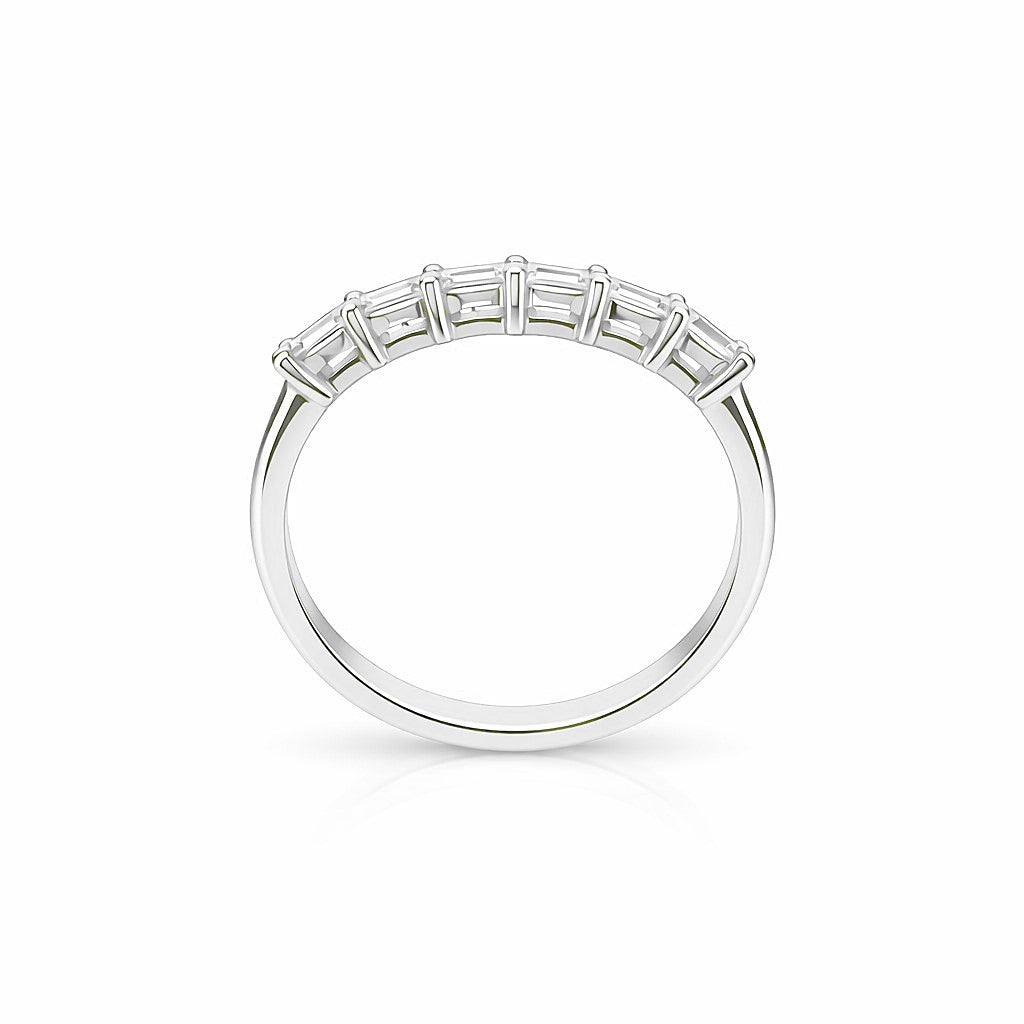 טבעת שורה יהלומי מעבדה חיתוך אמרלד זהב לבן