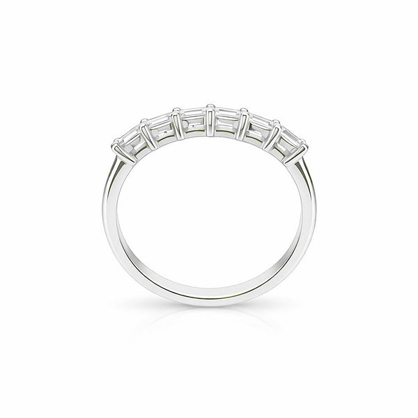 טבעת שורה יהלומי מעבדה חיתוך אמרלד זהב לבן