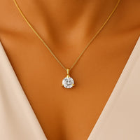 תליון יהלום "סוליטר 3 שיניים" זהב צהוב