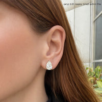 עגילי יהלומים בצורת "טיפה" מזהב לבן