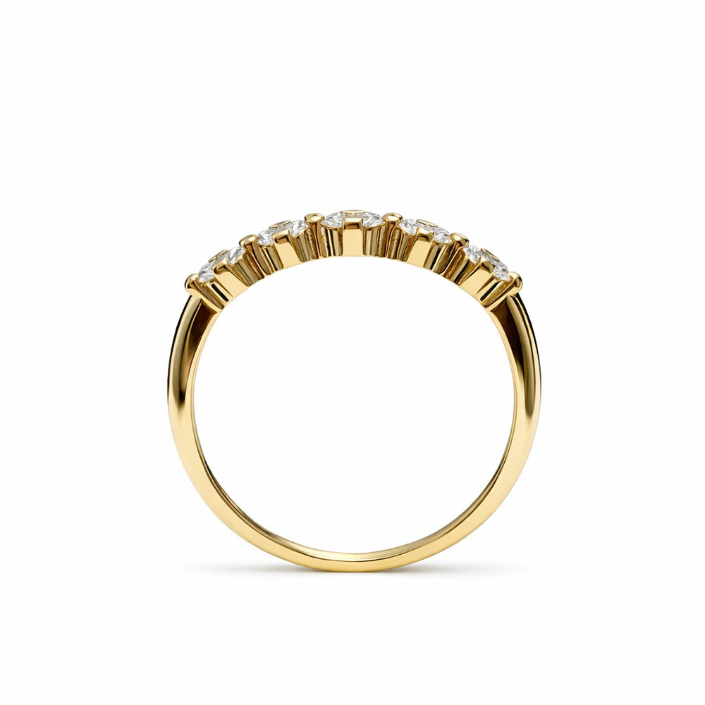 טבעת שורה 5 יהלומים אובל זהב צהוב