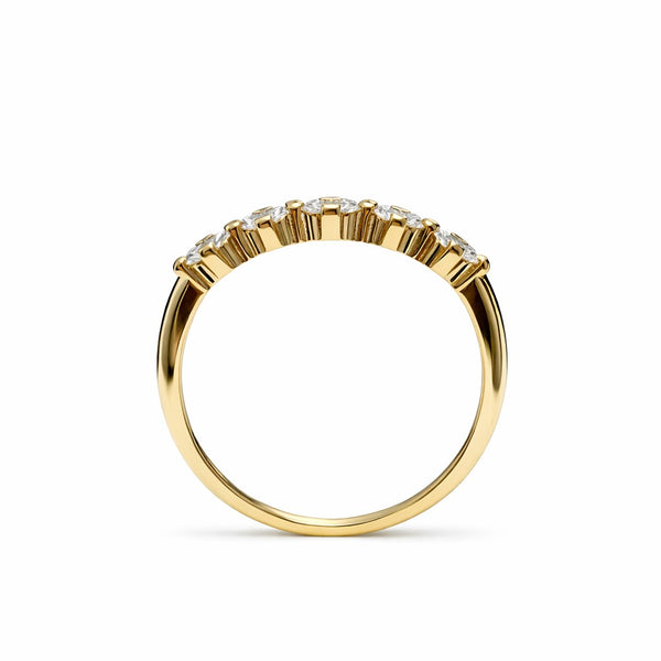 טבעת שורה 5 יהלומים אובל זהב צהוב