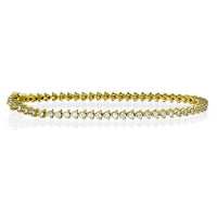 צמיד יהלומים דגם טניס עם שלוש שיניים המשובץ בזהב צהוב יהלומים במשקל 8 קראט