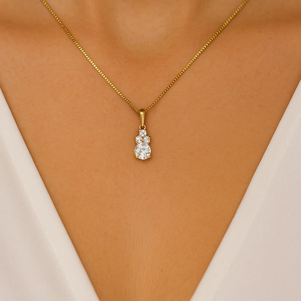 תליון יהלומים מעוצב זהב צהוב