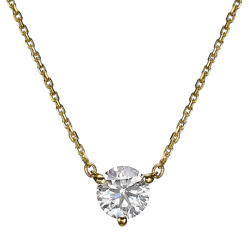 שרשרת יהלום עגול תלוי 3 שיניים משובץ יהלום 4 קראט