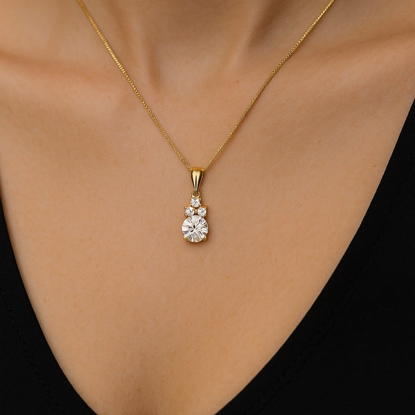 תליון יהלומים מעוצב זהב צהוב