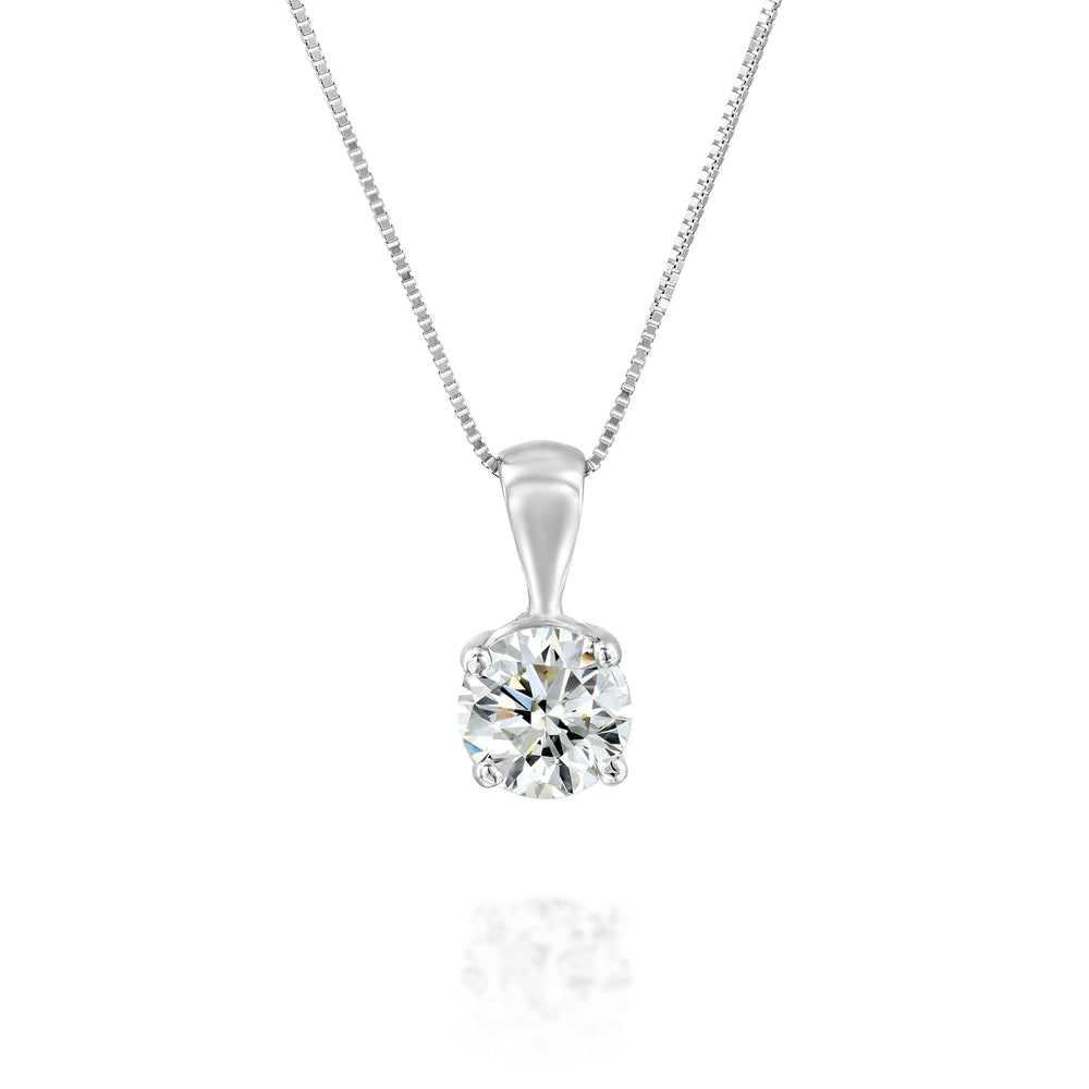 שרשרת קלאסית עם מתלה בודד סוליטר 3 קראט זהב לבן