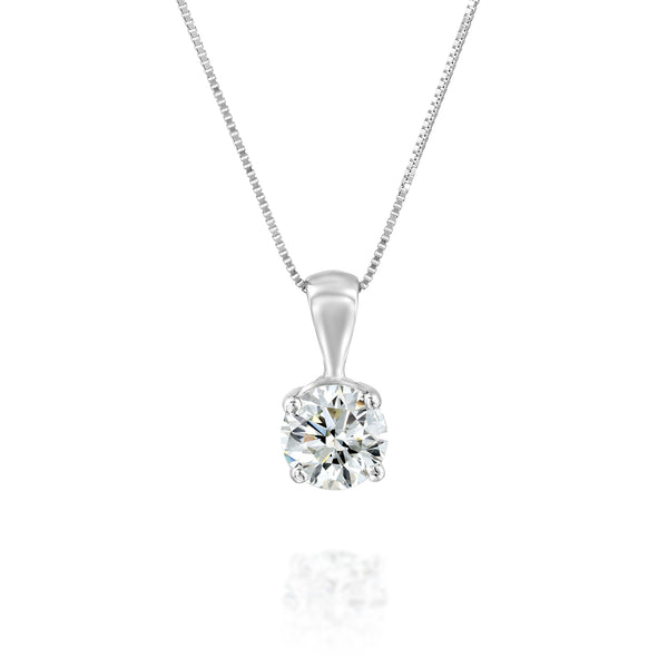 שרשרת קלאסית עם מתלה בודד סוליטר 3 קראט זהב לבן