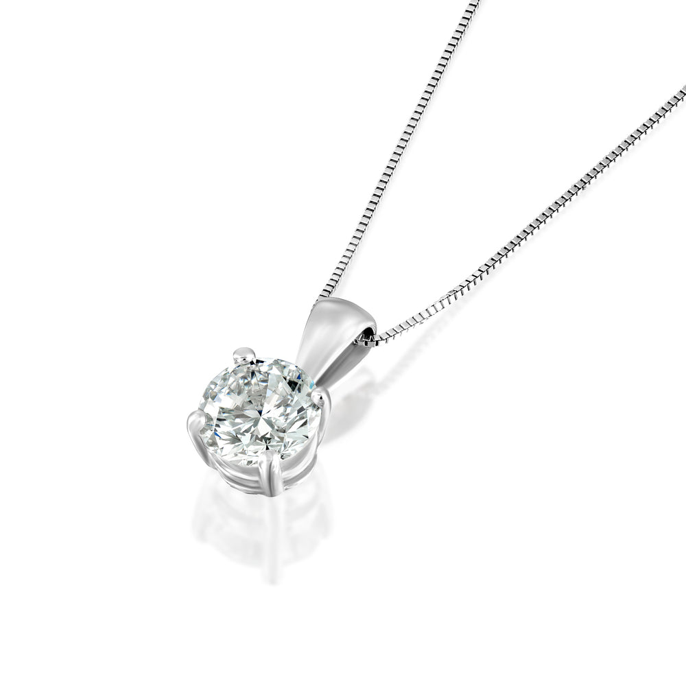 שרשרת קלאסית עם מתלה בודד סוליטר 3 קראט זהב לבן