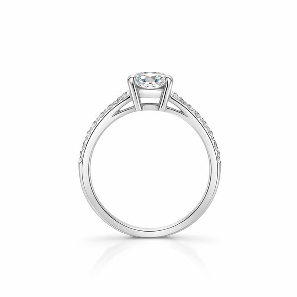 טבעת אירוסין ויולטה בשיבוץ קתדרלה מזהב לבן