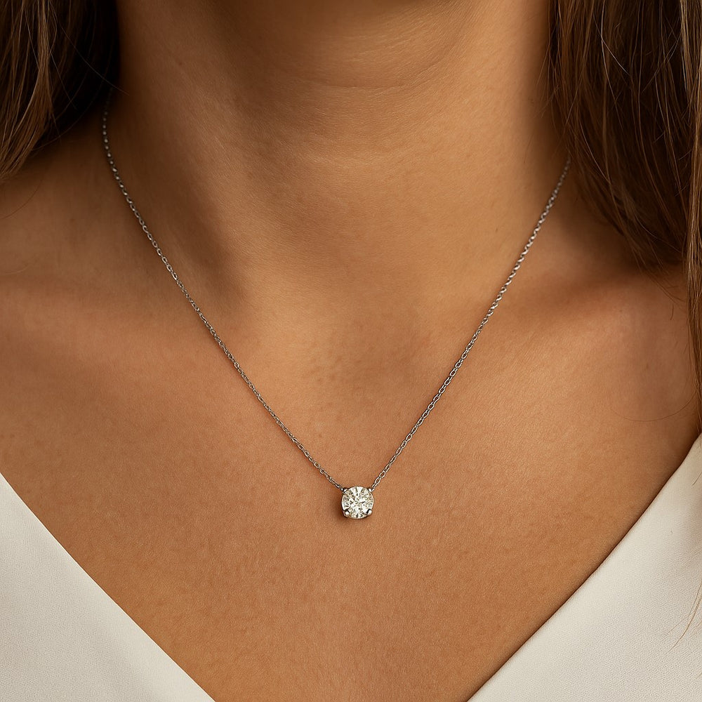 שרשרת יהלום מעבדה סוליטר קלאסית בזהב לבן