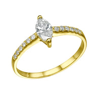 טבעת אירוסין אלזה יהלום מרקיזה זהב צהוב עם יהלומים עדינים