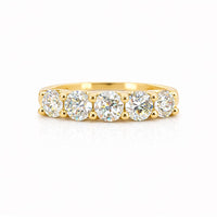 טבעת חמש יהלומי מעבדה קשתות זהב צהוב