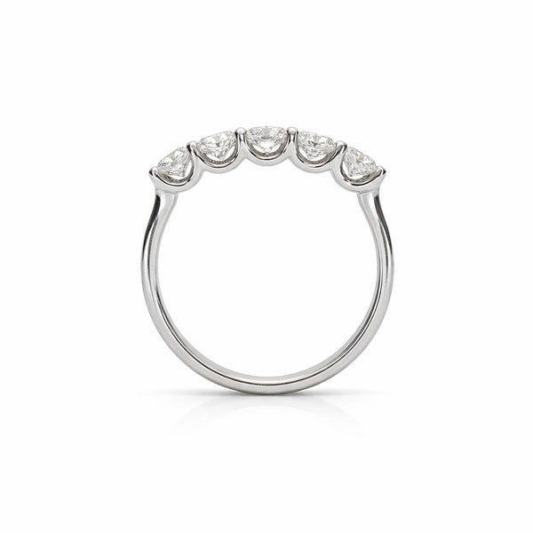 טבעת חמשה יהלומים קשתות זהב לבן