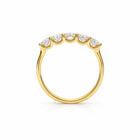 טבעת חמש יהלומי מעבדה קשתות זהב צהוב