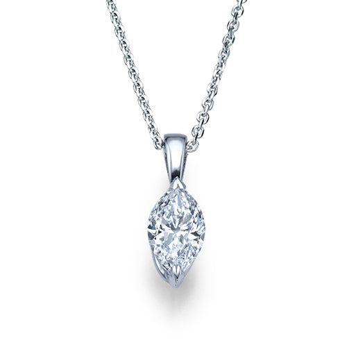 שרשרת יהלום מעבדה סוליטר מרקיזה 1 קראט מוארכת בזהב לבן