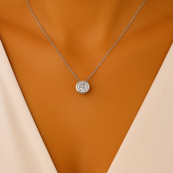 תליון יהלום "בזל" זהב לבן