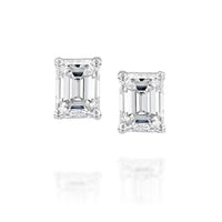 עגילי יהלומי מעבדה בצורת אמרלדים זהב לבן