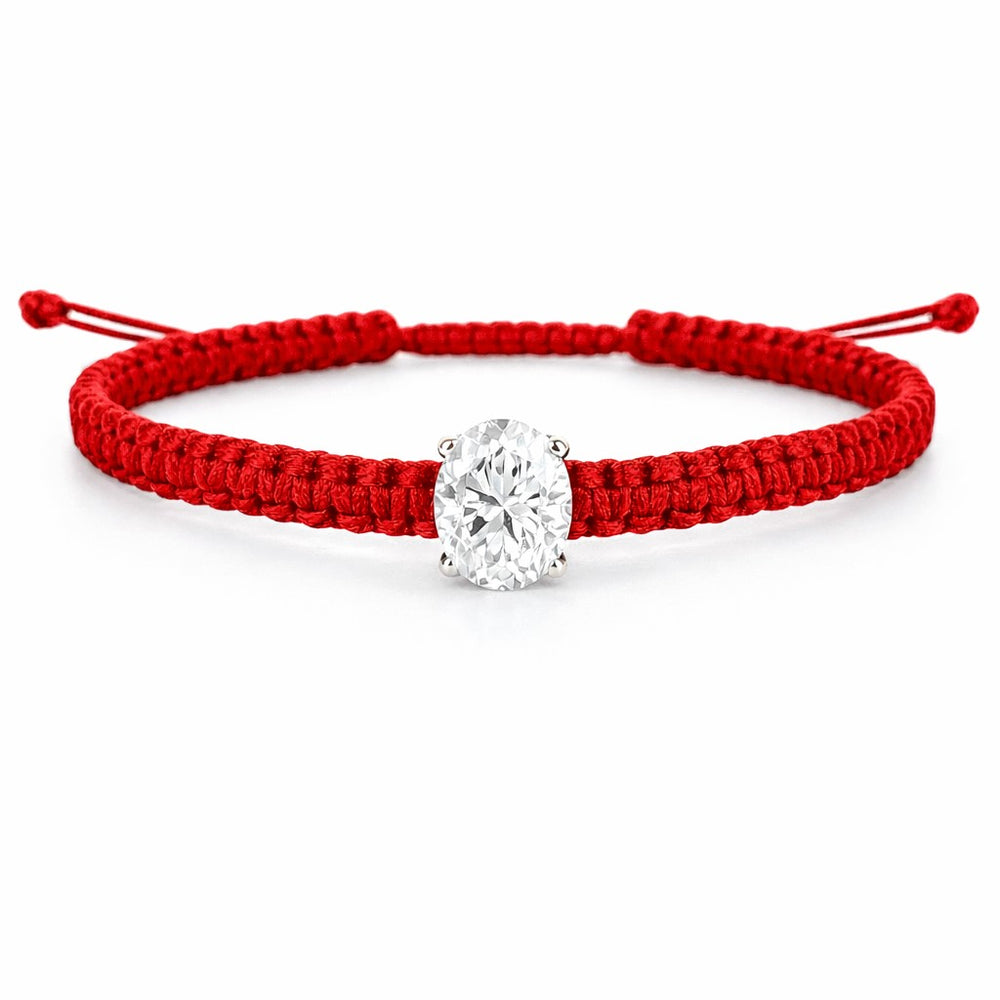 צמיד חוט אדום לנשים עם יהלום אובל