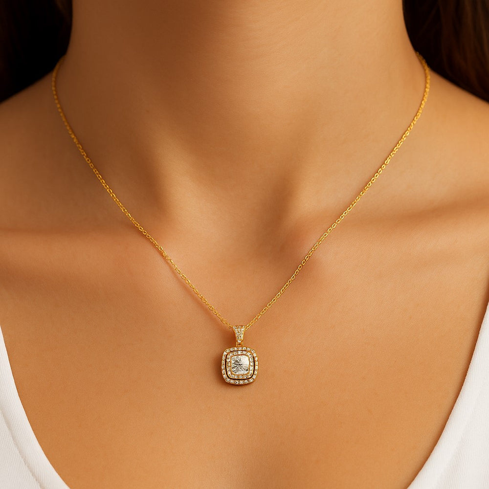 תליון יהלום "דאבל היילו" זהב צהוב