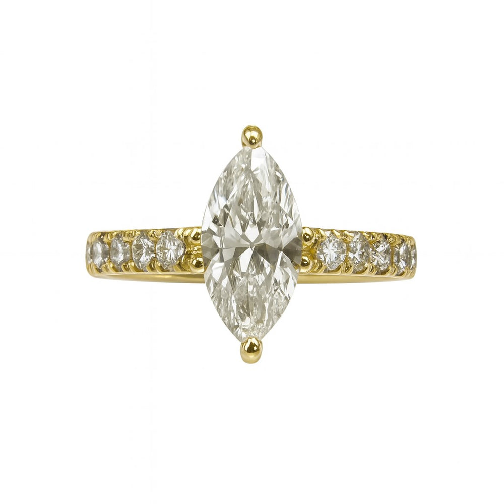 טבעת יהלום מרקיזה זהב צהוב משובצת יהלומים