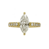 טבעת יהלום מרקיזה זהב צהוב משובצת יהלומים