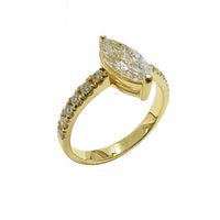 טבעת יהלום מרקיזה זהב צהוב משובצת יהלומים