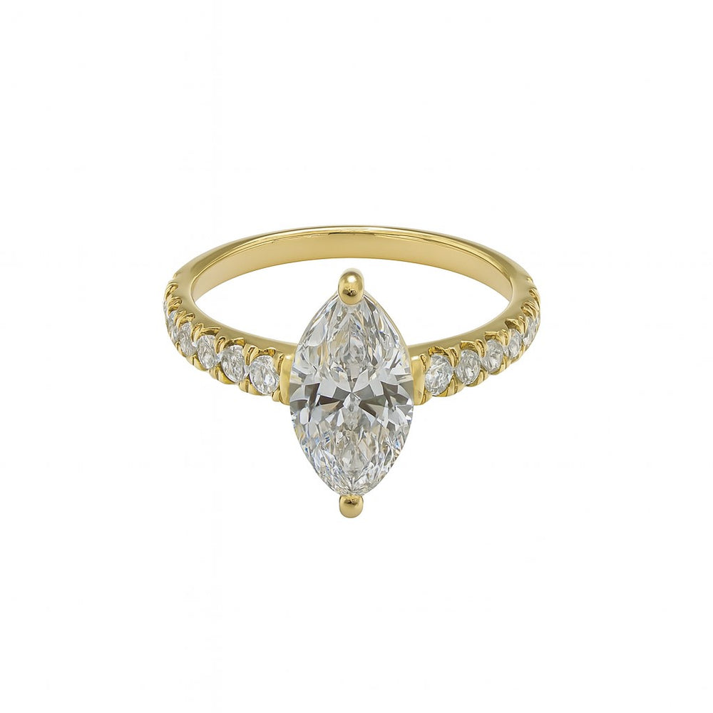 טבעת יהלום מרקיזה זהב צהוב משובצת יהלומים